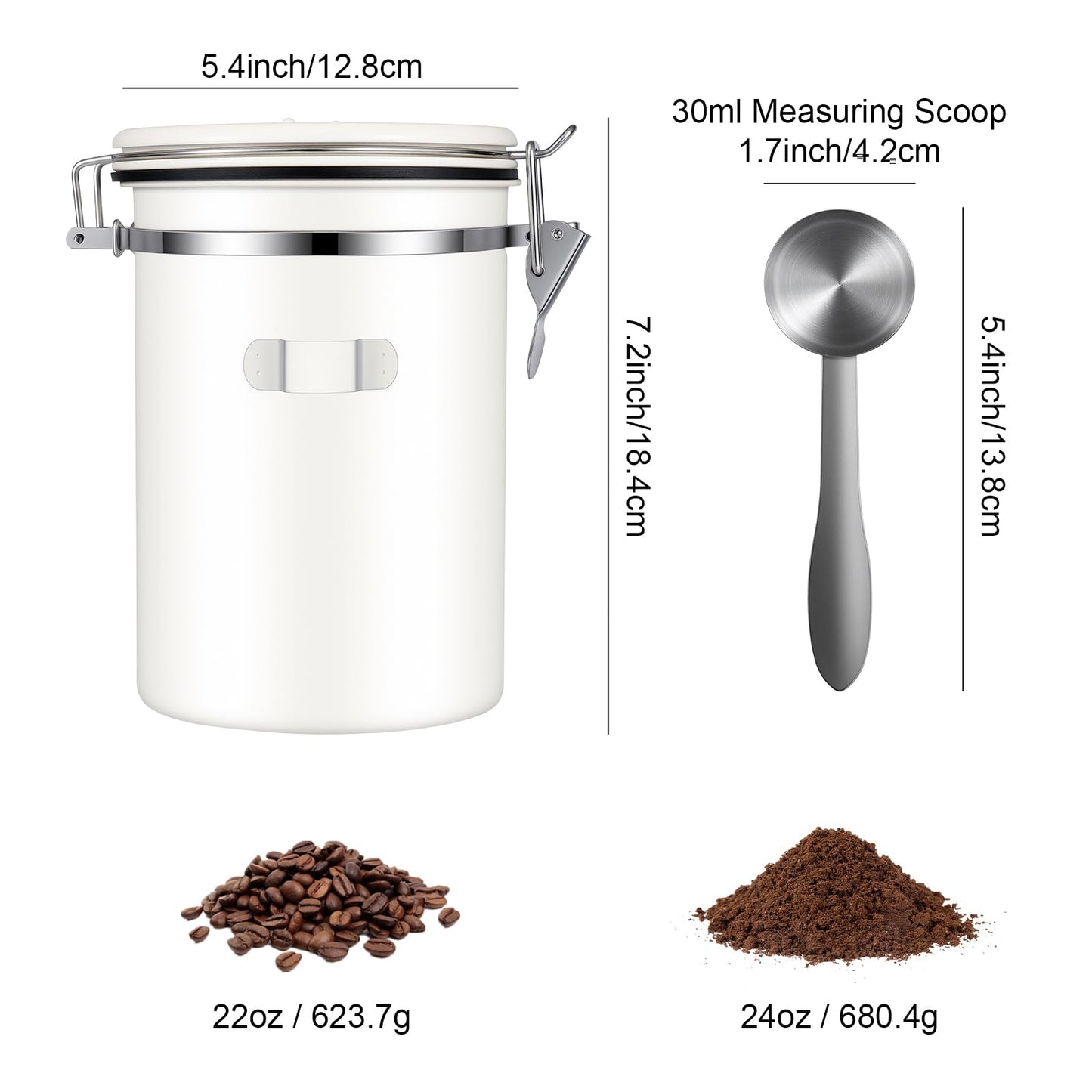 Kirecoo 22OZ Airtight Stainless Steel Coffee Canister with Date Tracker