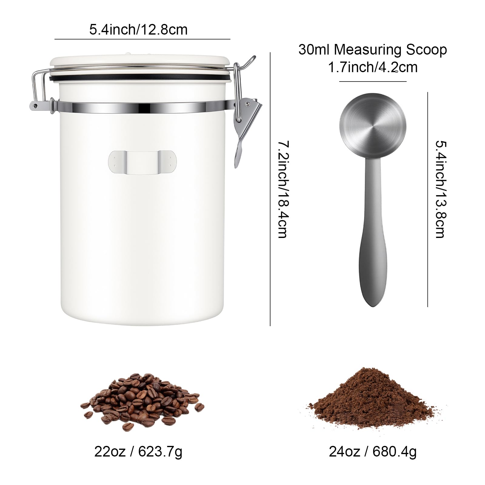 Kirecoo 22OZ Airtight Stainless Steel Coffee Canister with Date Tracker