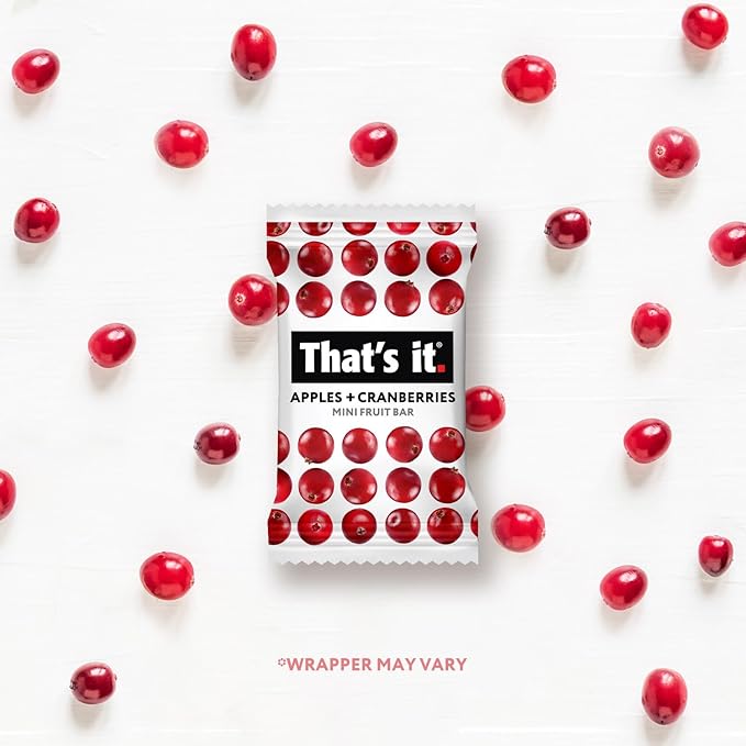 That???It. Fun Size Fruit Bars Variety Pack(50 Pieces, 10g Each) With Apples + Bananas, Apples + Cranberries, Non-GMO, Paleo and Kosher Friendly, Gluten Free Breakfast Snacks