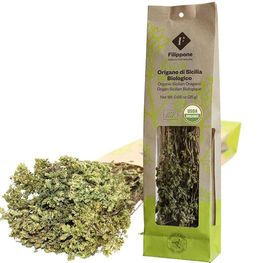 FILIPPONE - Organic Oregano Sprigs, 25 g (0.88 oz), Picked Fresh, Italian Dried Whole Oregano Stems, Freshly Grown in the Mountains of Sicily