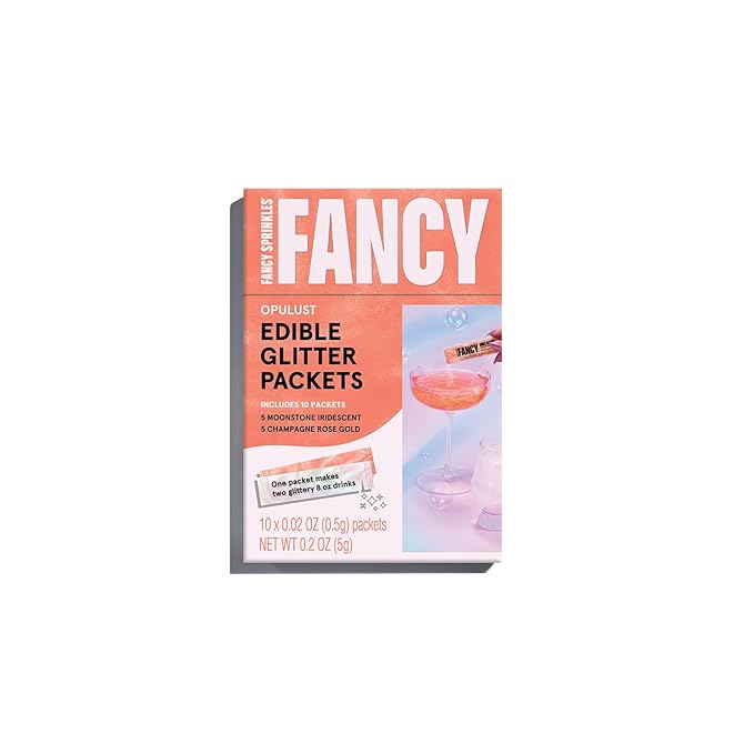 Fancy Sprinkles Opulust Edible Glitter Packets Portable & On-The-Go for Sparkling Drinks, Champagne, Cocktails, Wine, Beer, & more. (1 Pack)