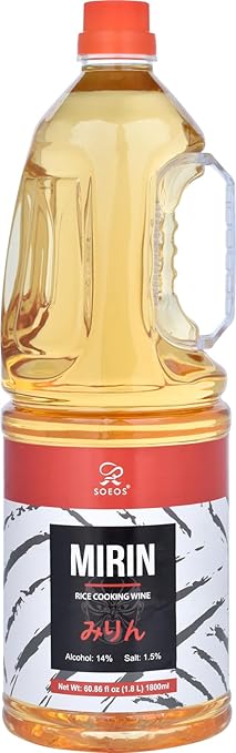 Soeos Mirin, Japanese Cooking Wine, 1.8 L (Pack of 1), Mirin Rice Wine, Authentic Natural Sugar Sweet Rice Cooking Wine for Cooking, Condiments, Seasoning Homemade Sauces, Japanese Seasoning