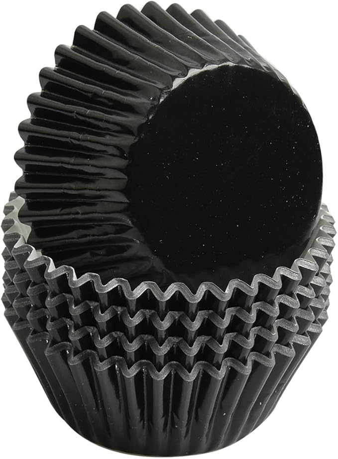 Black-Foil Cupcake Case Liners 100 Pcs Metallic Paper Baking Cups for Birthday Parties, Weddings or Baby showers ??,<div>