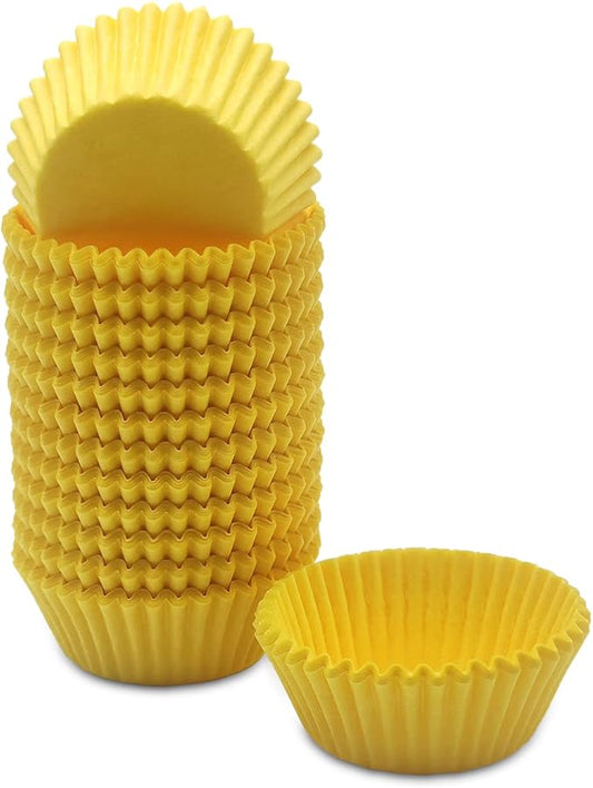 Greaseproof Mini Cupcake Liners, Premium Paper Baking Cups for Party Celebration,(Yellow, 300-count)