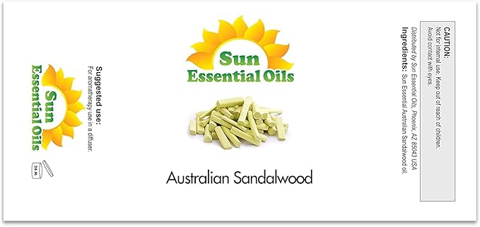 Sun Essential Oils ??4 oz Australian Sandalwood Essential Oil with Dropper for Diffuser, Skin, Aromatherapy Massage, Humidifier, Scent for Candle, Lotion & Soap Making at Home, Fragrance for Room