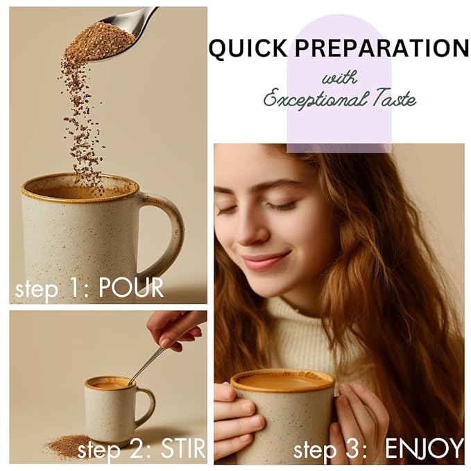 Energinseng Mushroom Coffee - Instant Latté - Robusta and Arabica coffee beans with Adaptogens, Nootropics, Prebiotics, Antioxidants - 14.11 OZ (400 G)