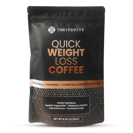 Thrivevity™ Instant Mushroom Coffee with Lion’s Mane, Reishi, Collagen, L-Carnitine, L-Theanine & Coconut – Sugar-Free, Low Acid, Keto-Friendly, Lab-Tested, Focus & Energy Boost, 30 Servings