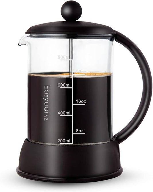 Easyworkz Eclipse French Press 27 oz Coffee Tea Maker with Borosilicate Glass