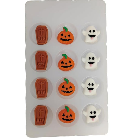 Halloween Sprinkles Icing Decoration for Cupcake Decorating, Halloween Pumpkin, Edible Ghost Tombstones Cake Cupcake Topper for Baking Cookie Ice Cream Candy Decoration