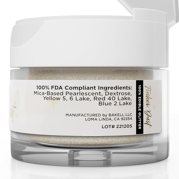 Bakell - Ivory Tinker Dust (5g, 1x Jar) Edible Glitter for Food, Desserts, and Beverages!