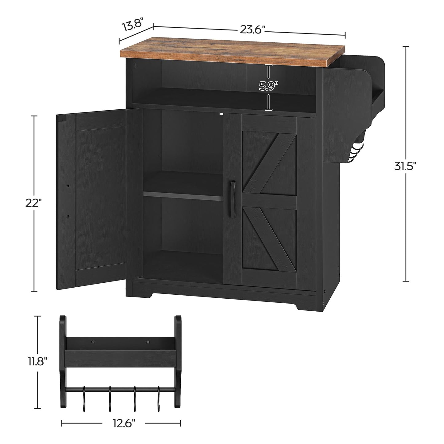 YATINEY Coffee Bar Cabinet, Kitchen Island with Storage, Farmhouse Sideboard Buffet Cabinet with