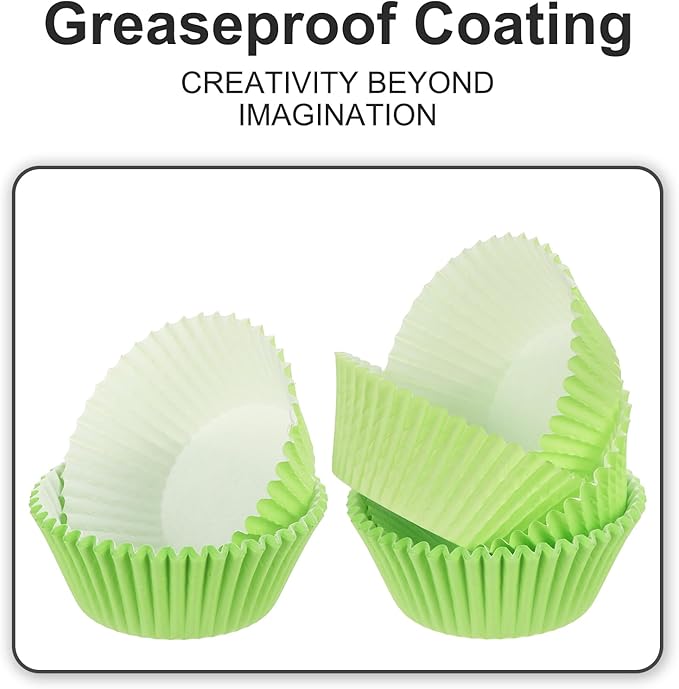 uxcell 300 Pcs Cupcake Liners, Muffins Paper Baking Cups Wrappers Standard Greaseproof for Baking Cupcake Wrapper, Light Green