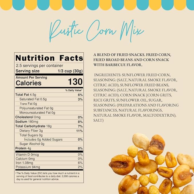 M체ix Snacks, Special Flavor Trail Mix, Rustic Mix, Mix Snacks (Salty Corn, Salty Baby Beans, BBQ Crunchies, Salty XL Corn) - 2.3 Ounce Bags (Pack of 16 Bags)