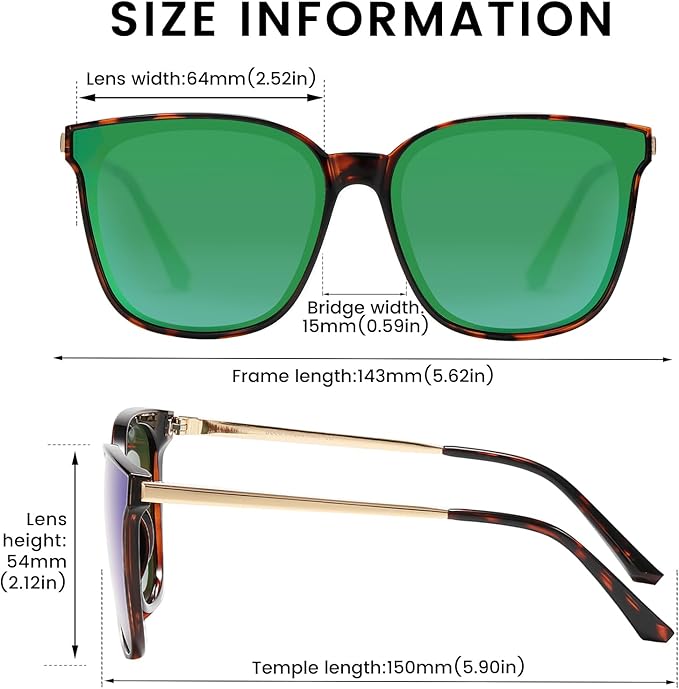 DUCO Oversized Polarized Sunglasses Womens Trendy Mirrored Shades Retro Round Vintage Light Weight UV400 Sun Glasses W016