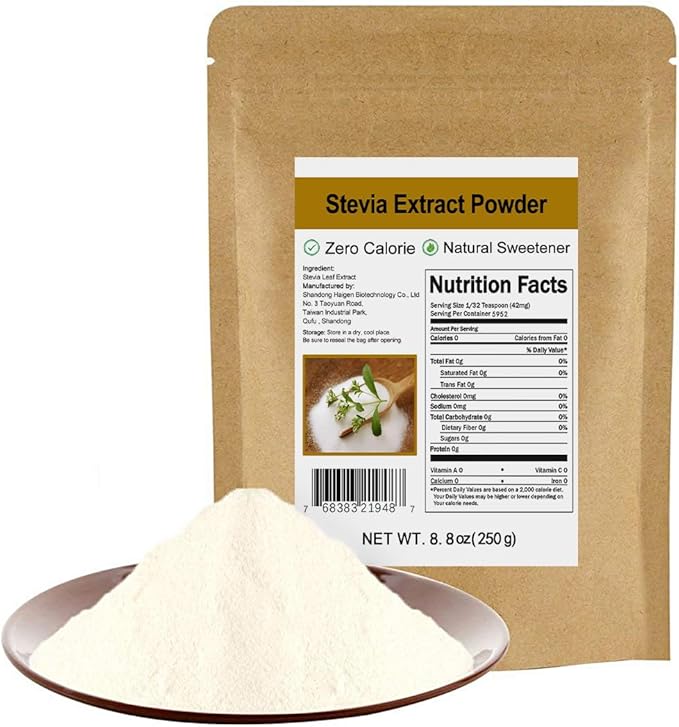 Pure Stevia Extract Powder Without Erythritol 8.8oz(250g) - Highly Concentrated Stevia Powder Sweetener | Zero Calorie | No Artificial | Natural Sugar Alternative