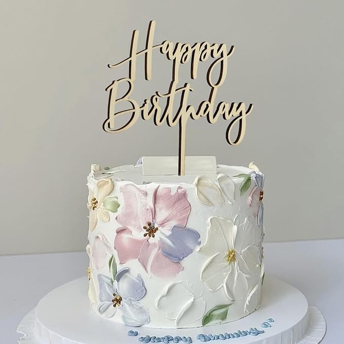 Wooden Happy Birthday Cake Toppers, Birthday Party Decoration Supplies, Premium Quality Decoration (Design 01)