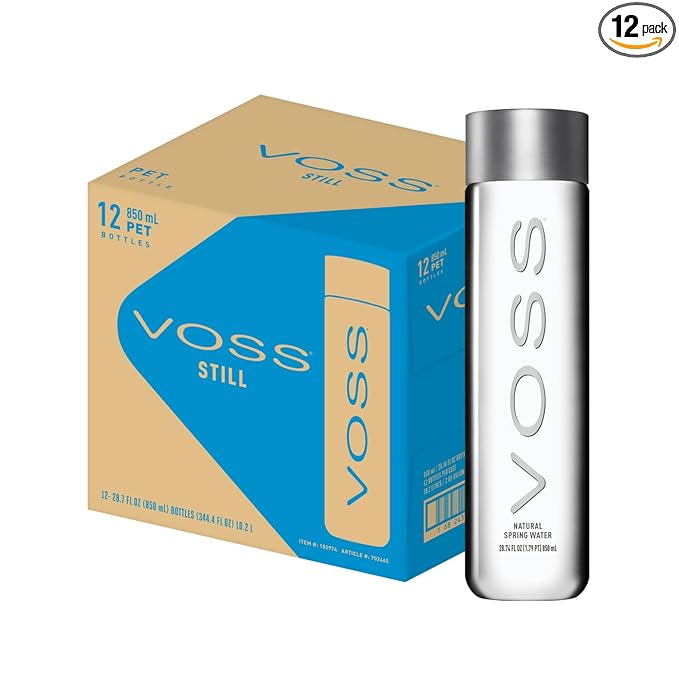 VOSS Premium Still Bottled Natural Water - BPA-Free - High Grade PET - Recyclable Plastic Bottles - Pure Drinking Water with Unique & Iconic Bottle Design - 12 Pack