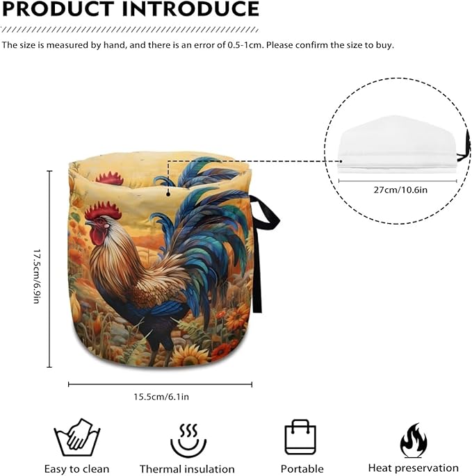 Rooster Kettle Cover for Dust Proof Teapot Insulated Sunflower Teapot Insulation Cover for Keeping Warm Tea Cup Warmer Cozy