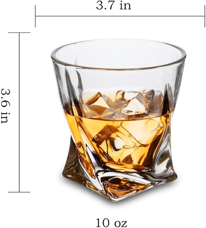 KANARS Crystal Whiskey Glass - Set of 6 Rocks Glasses 10 Oz in Luxury Box - Lowball Bar Tumblers for Scotch Cocktail Irish Whisky Cognac Rum - Gifts for Men Dad - Ultra Clear