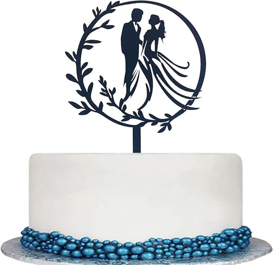 Wedding Cake Toppers Bride and Groom Black Color Acrylic Silhouette Wedding Anniverary Party Engagement Decoration