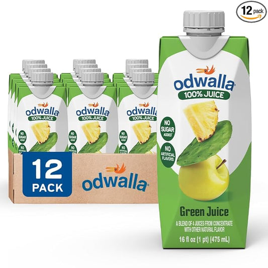 Odwalla Green Juice ??Green Drink with Nopal Cactus, Apple, Orange & Pineapple ??Natural Ingredients, No Added Sugar, No Preservatives, No Artificial Flavors - 16 oz (12 Pack)