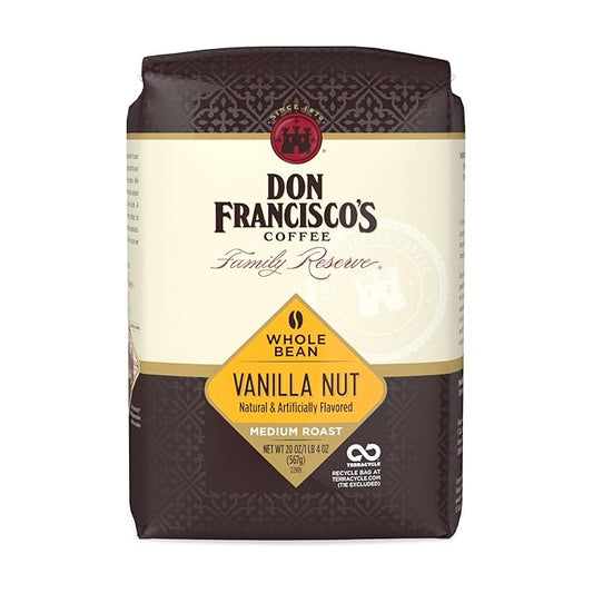 Don Francisco's Vanilla Nut Whole Bean Coffee, Medium Roast ??Flavored 100% Arabica,20 oz Bag, Premium Coffee for Drip, Pour Over & French Press