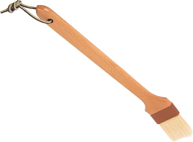 SPARTA 4037000 Boarhair Angled Pastry Brush, Basting Brush with Handle Hole, 16"L x 2"W, Wood Handle