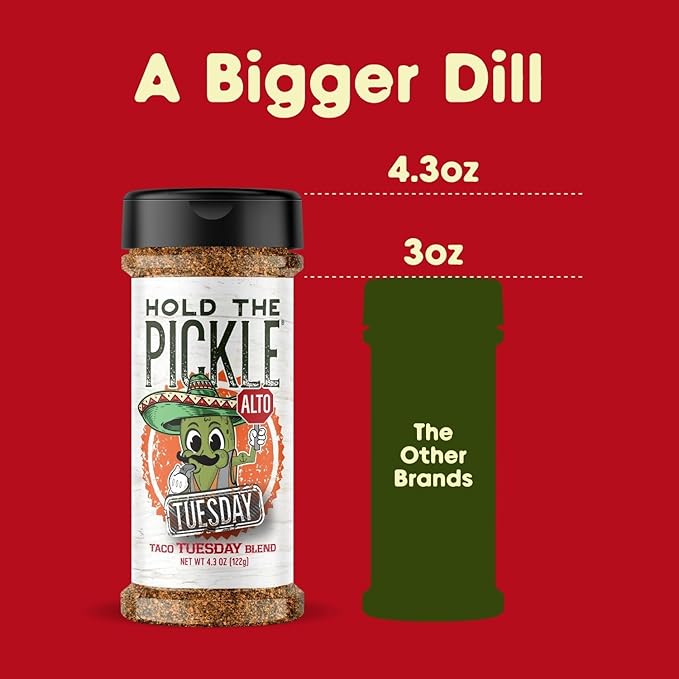 Hold The Pickle Tex Mex Pickle Seasoning - For Popcorn, Cooking - TexMex Flavored Dill Pickles Seasoning - Vegan, Non-GMO, Gluten Free, Kosher Certified, 4.3 Oz Shaker