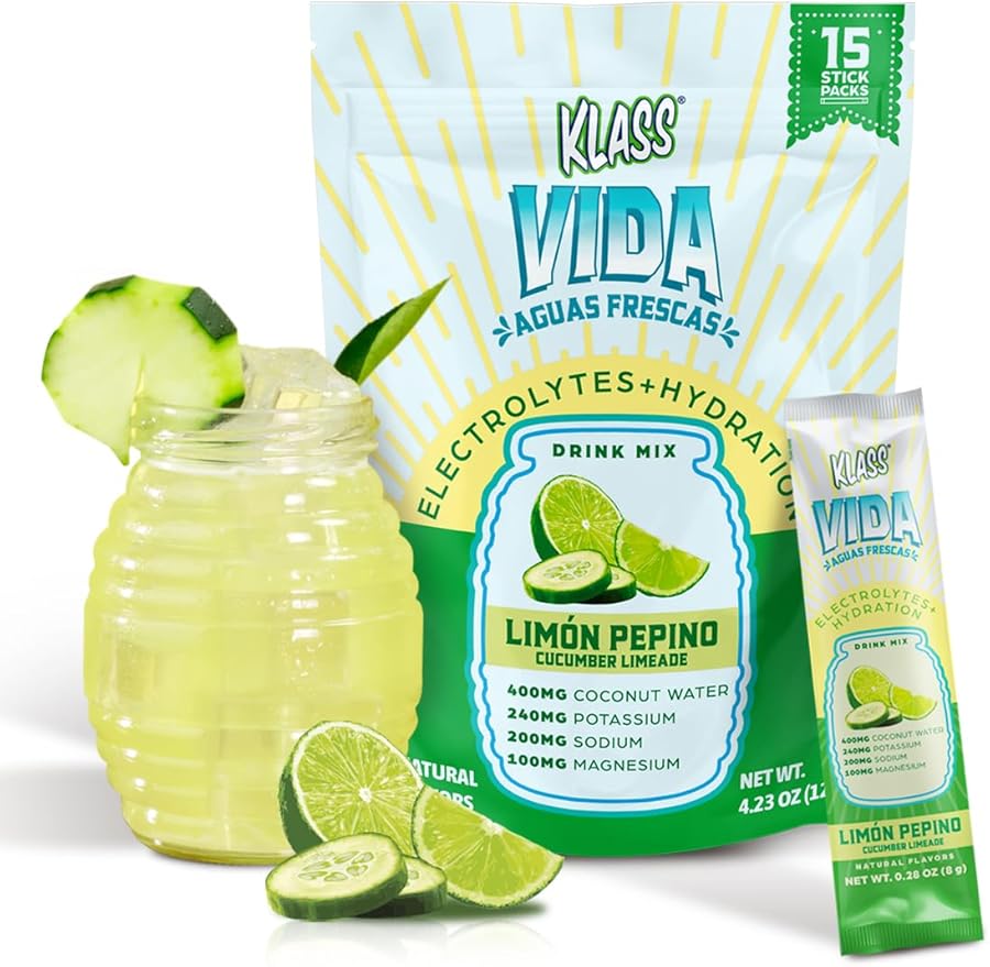 Electrolyte Drink Mix ??Cucumber Limeade Agua Fresca Flavor | Sugar-Free Hydration Powder with Coconut Water & Minerals | 15 Single-Serve Stick Packs, Low Calorie, Natural Flavor