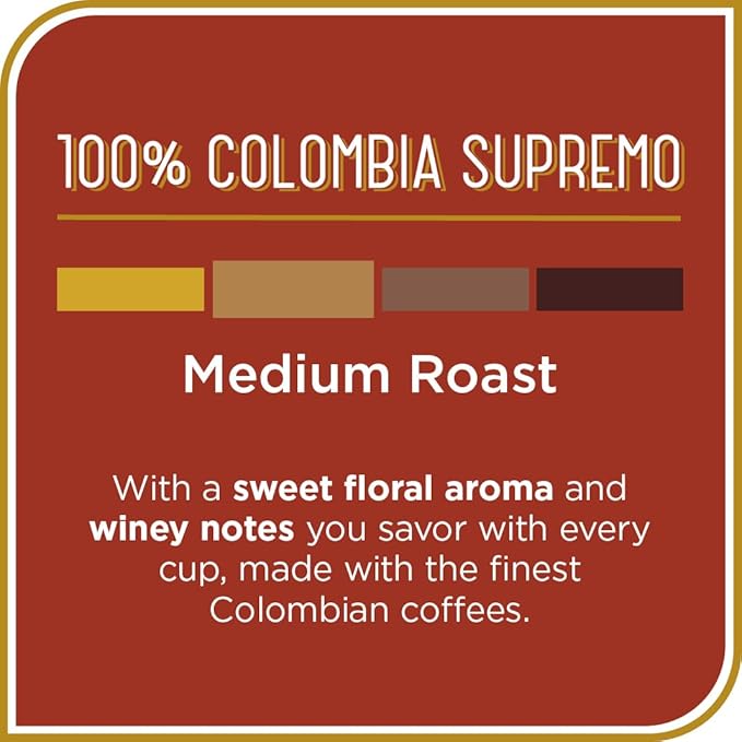 Don Francisco's Colombia Supremo Whole Bean Coffee, Medium Roast ??100% Arabica,20 oz Bag, Premium Coffee for Drip, Pour Over & French Press