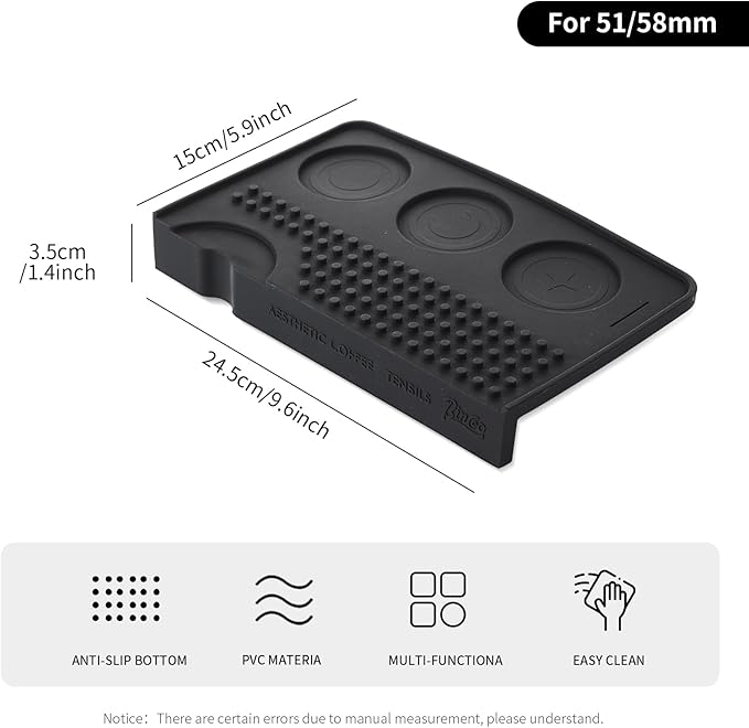 Espresso Tamping Mat for Counter - Ultra Thick Silicone Tamper Mat Coffee Bar Mat, 9.6''횞5.9'' Espresso Mat for Countertops,Fits for Baristas Home Kitchen Bar, Waterproof