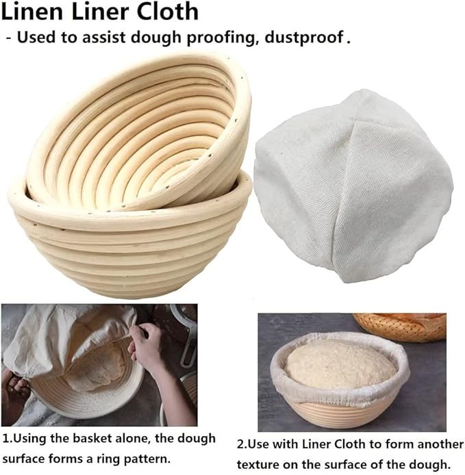 5 inches Round Banneton Basket for Bread Proofing, Dough Proofing Bowls with Removable Liner, Good for Home Sourdough Bakers Baking, 6 Pack
