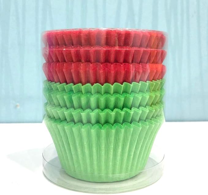 Red and Green Greaseproof Cupcake Liners Standard Paper Baking Cups for Party and More, 150-Count