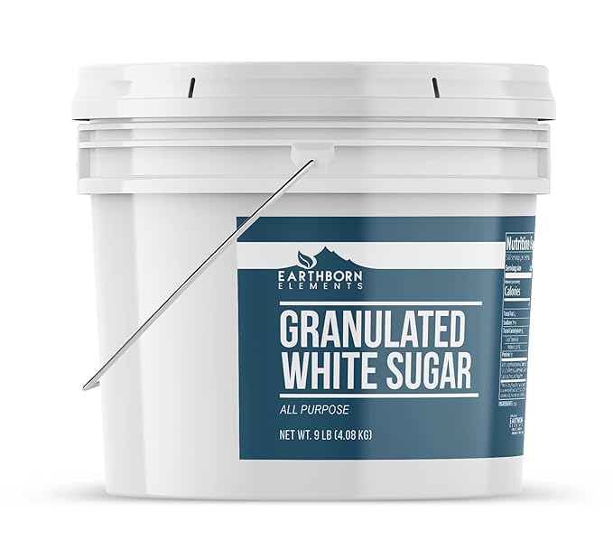 Earthborn Elements Granulated White Sugar 1 Gallon Bucket, Baking and Kitchen Staple, Non GMO