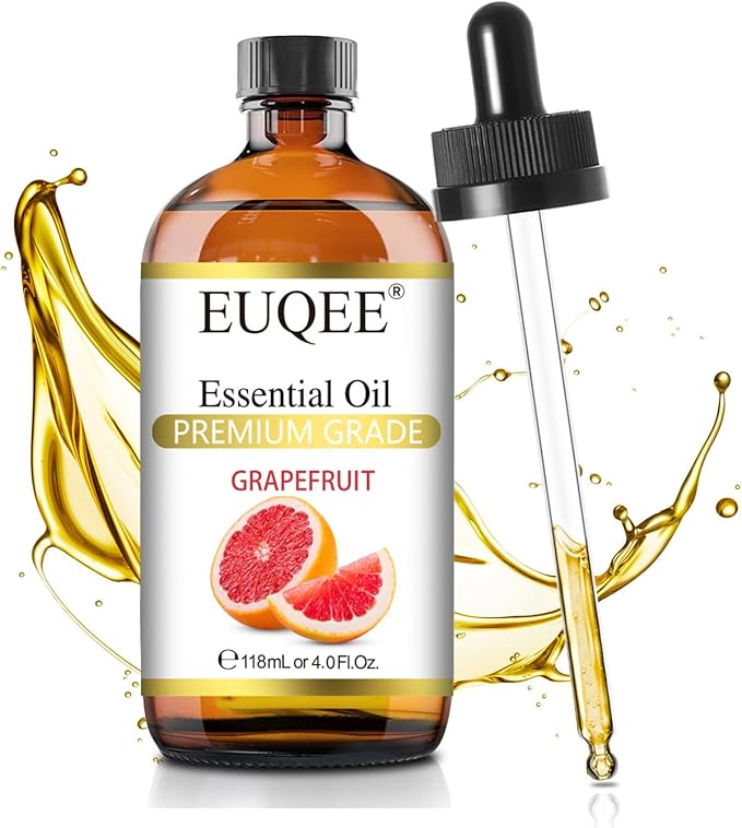 Grapefruit Essential Oil 118mL Pure Grapefruit Oil, Large Capacity Essential Oil with Glass Dropper for Diffuser, Aromatheraphy, DIY Soap (4fl.oz)