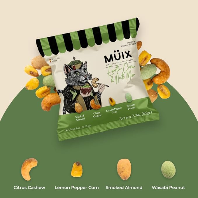 M체ix Snacks, Special Flavor Trail Mix, Exotic Mix, Mix Snacks (Smoked Almond, Citrus Cashew, Peppper Lemon Corn, Wasabi Peanut) - 2.3 Ounce Bags (Pack of 16 Bags)