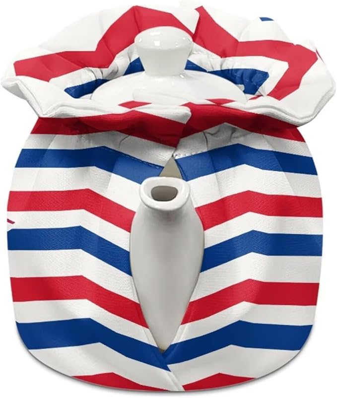 American FlagTea Cozy for Teapot Insulated Dust Proof Tea Pot Cozy for Keeping Warm Star Teapot Dust Protector for 4th of July Home Decor