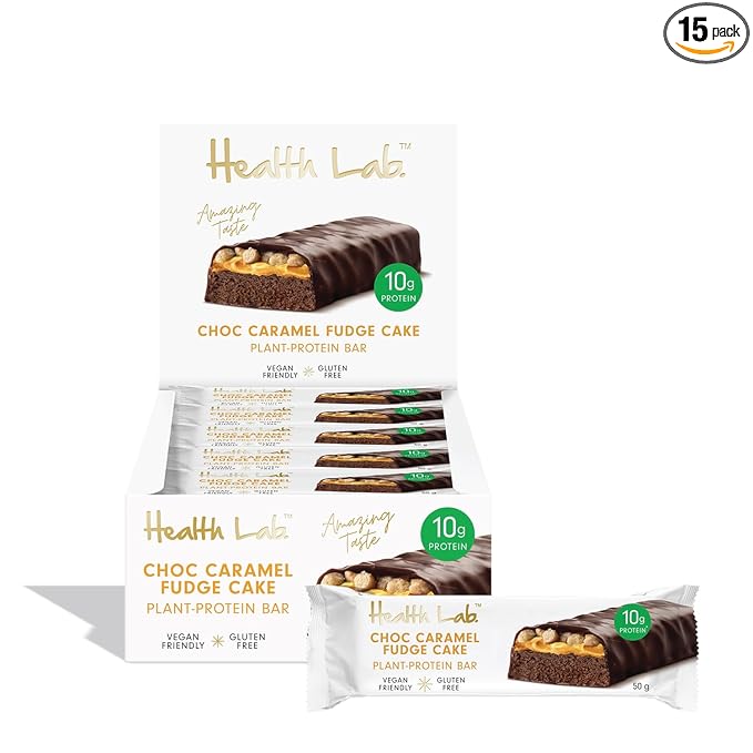 Health Lab - Gluten Free Protein Bars - Choc Caramel Fudge Cake 750 gm - (Pack of 15)
