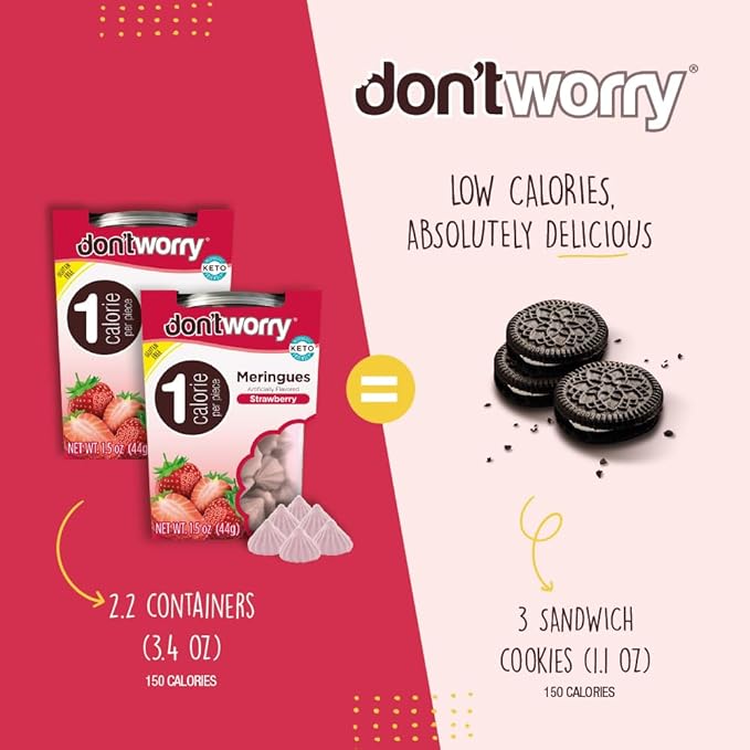 Don't Worry Keto Friendly Meringue Cookies 4 Pack - Cookies & Cream, Caramel, Strawberry, Vanilla, Low Carb Snacks, Healthy Protein Snacks