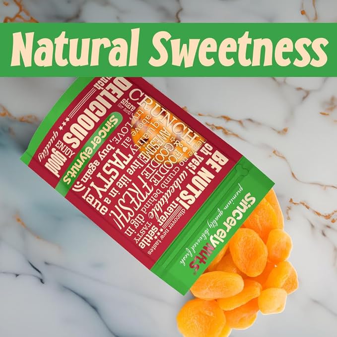 Sincerely Nuts - Dried Turkish Apricots | One Lb. Bag | Healthy Pitted Apricot Fruit | Raw Vegan Snack | Dehydrated | Sweet Gourmet Snacking Food | Kosher and Gluten Free