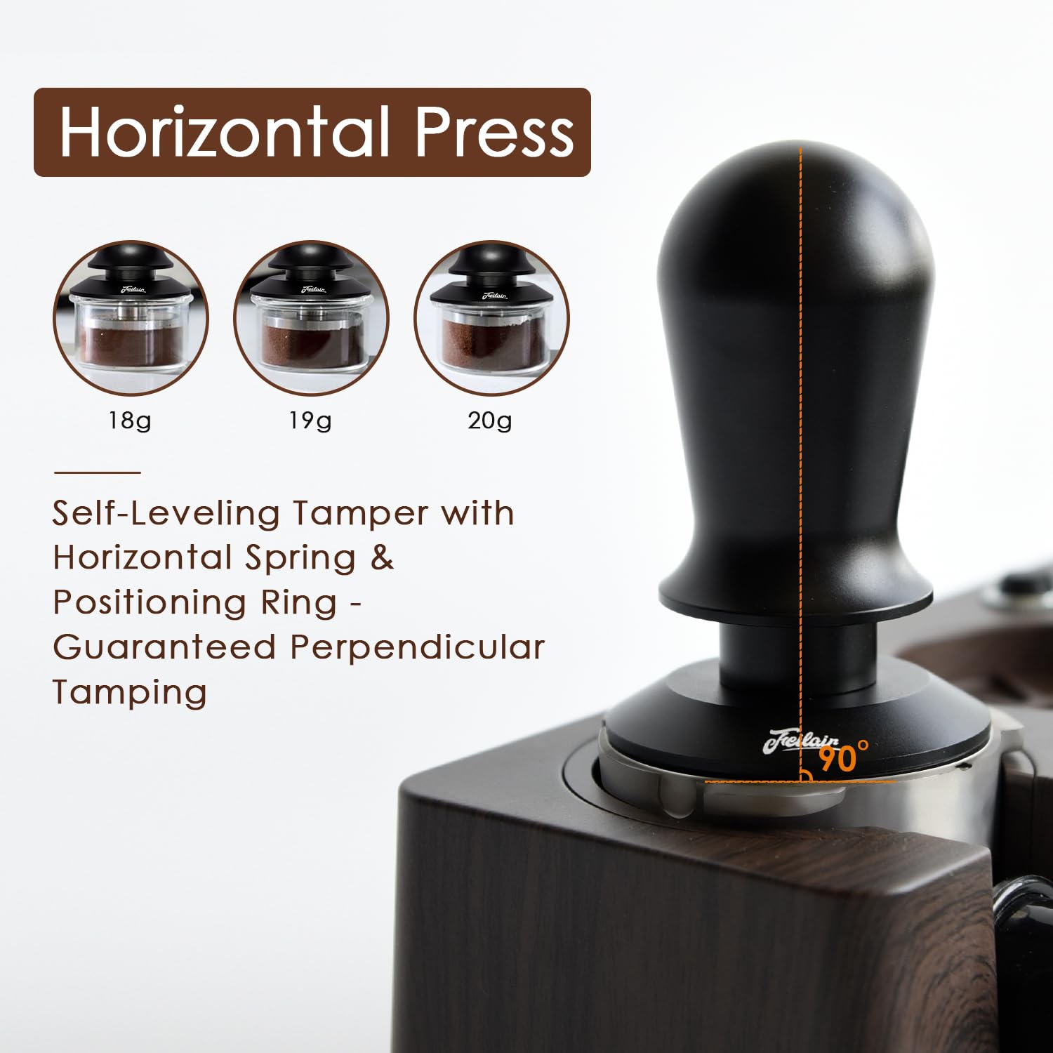 Feilair 53mm Espresso Tamper, Spring Loaded Self Leveling Coffee Tamper