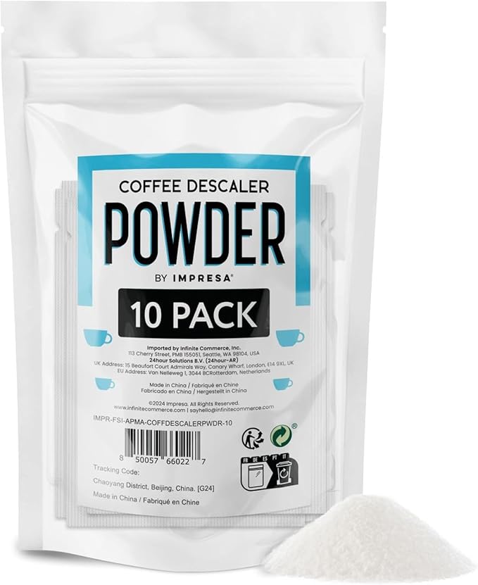 [10 Uses] Impresa Descaling Powder & Coffee Machine Cleaning Powder for Breville, for Keurig, for Nespresso, for Delonghi, for Ninja & More - Espresso Machine Descaler - Pot & Coffee Maker Cleaner