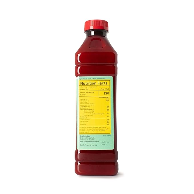 Nigerian Heritage 100% Red Palm Oil 33.81 Fl Oz ??Pure Red Palm Oil for Cooking ??Natural African Palm Fruit Oil, Authentic Pure Red Oil for Stews, Sauces, and More, 1 Liter Bottle