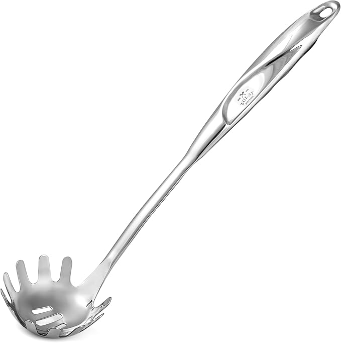 Zulay Kitchen Premium Stainless Steel Spaghetti Server ??Pasta Fork with Teeth ??Easy to Use & Clean Pasta Utensil ??12??Pasta Server