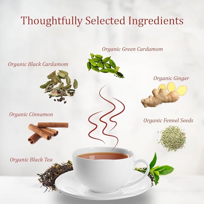 New Delhi Tea’s Premium Masala Chai Tea Bags | Organic Black Tea | Masala Chai Tea With Ginger, Cardamom, and Cinnamon | USDA Organic | 30 Teabags (2.2 Oz)