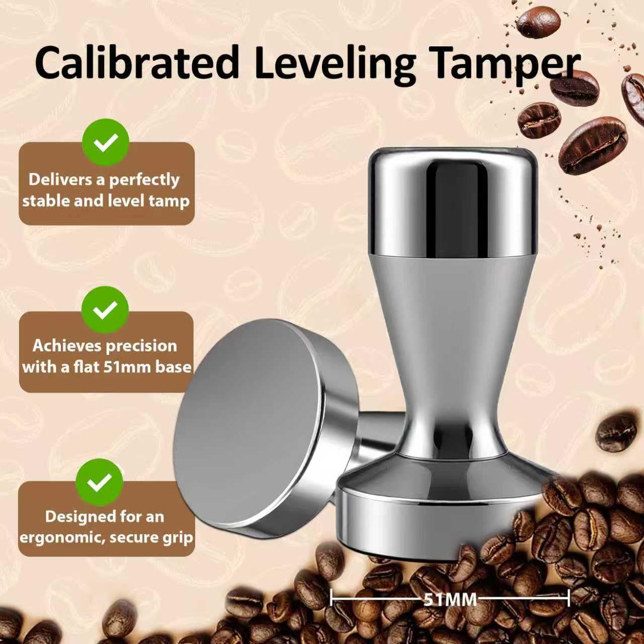CapLab 51mm Espresso Accessories Kit, Espresso Tamper Set with WDT Tool, Coffee Tamper, Puck
