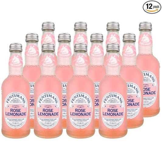 Fentimans Sparkling Rose Lemonade - Sparkling Pink Lemonade with Natural Ingredients, Mixer, Craft Soda, Botanically Brewed Lemonade - 9.3 Fl Oz (Pack of 12)