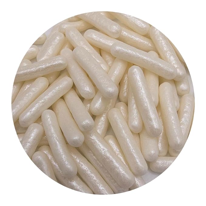NCS Pearlized White Large Shaped Rod Decorative Cake or Cupcake Edible Topper, 8 ounces