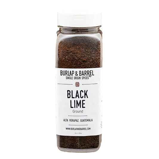 Burlap & Barrel Ground Black Lime - Tart & Savory for Roasted Meats, Veggies, Stews, Kebabs Alternative to Makrut Leaf - As seen on Shark Tank - 16oz Plastic Container