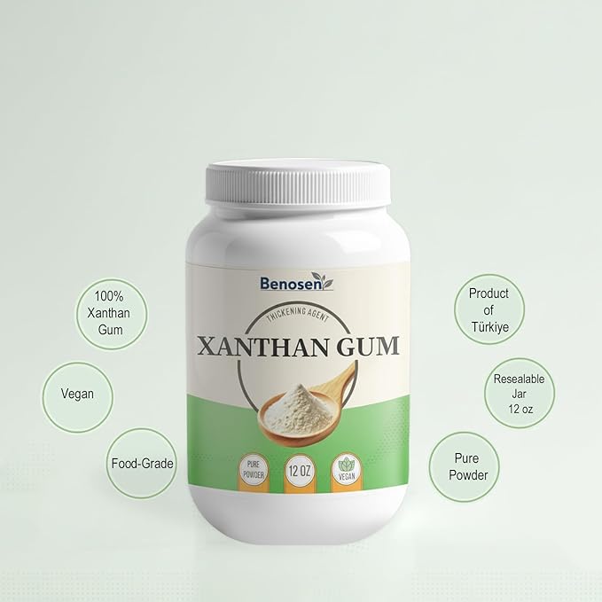 Benosen Xanthan Gum Powder 12 oz ??Food-Grade Thickener & Stabilizer for Gluten-Free Keto Baking ??Sauces Dressings Gravies ??Pure Vegan Hydrocolloid ??Resealable Jar